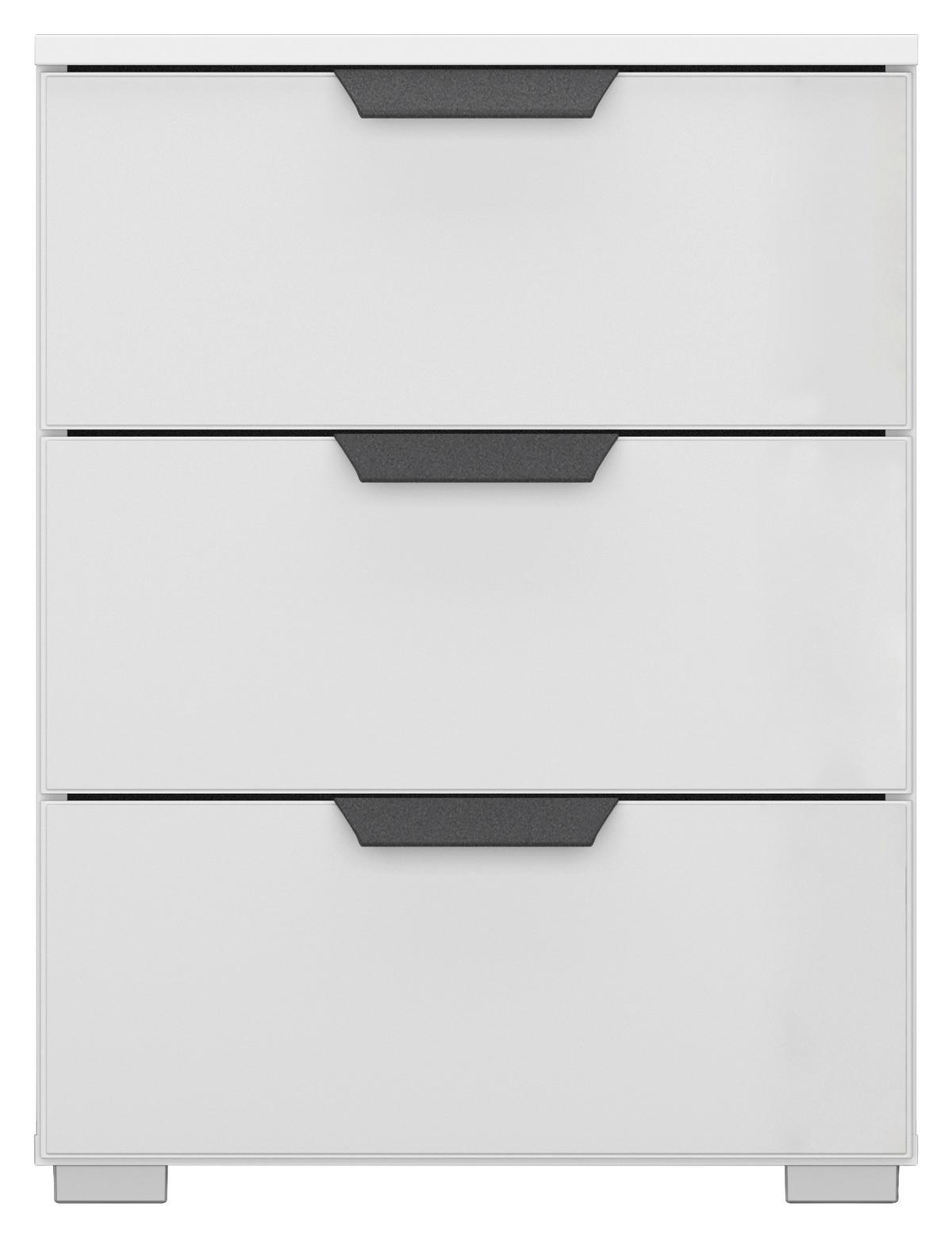 NOPTIERA ARTEMIS - alb/alb lucios intens, Modern, sticlă/material pe bază de lemn (47/62/42cm) - Modern Living