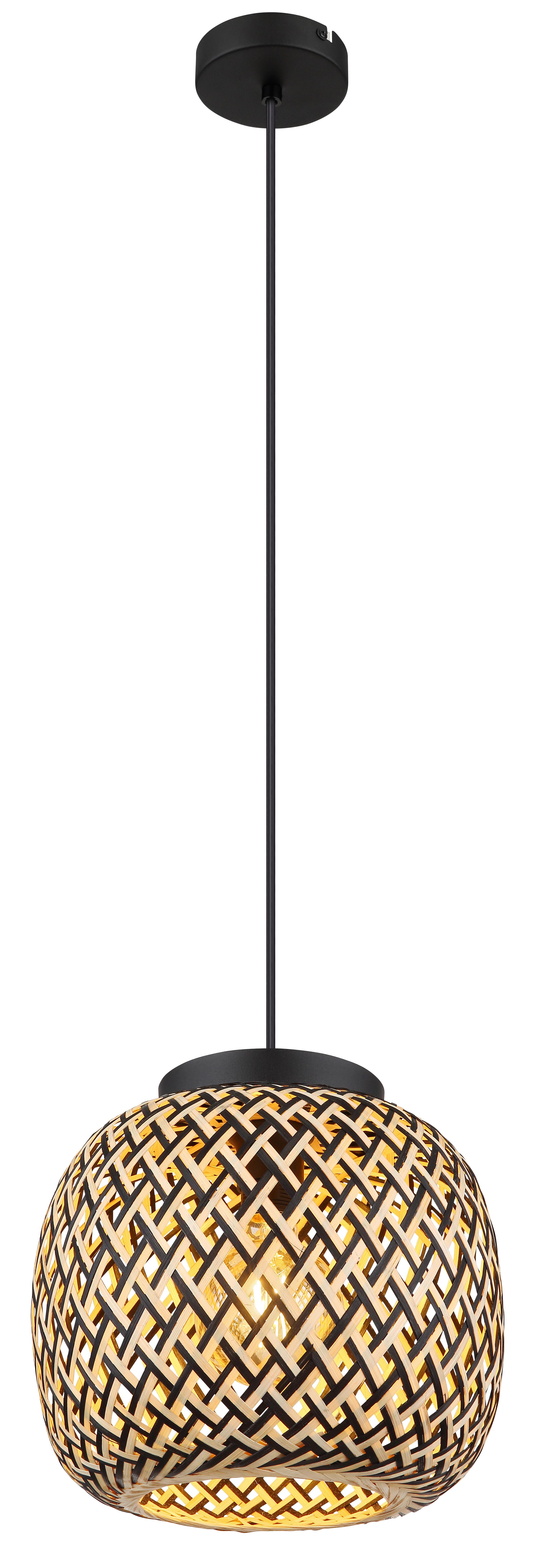 Viseča Svetilka 15766h1 Colly - črna/naravne barve, Natur, kovina/umetna masa (30/120cm) - Globo