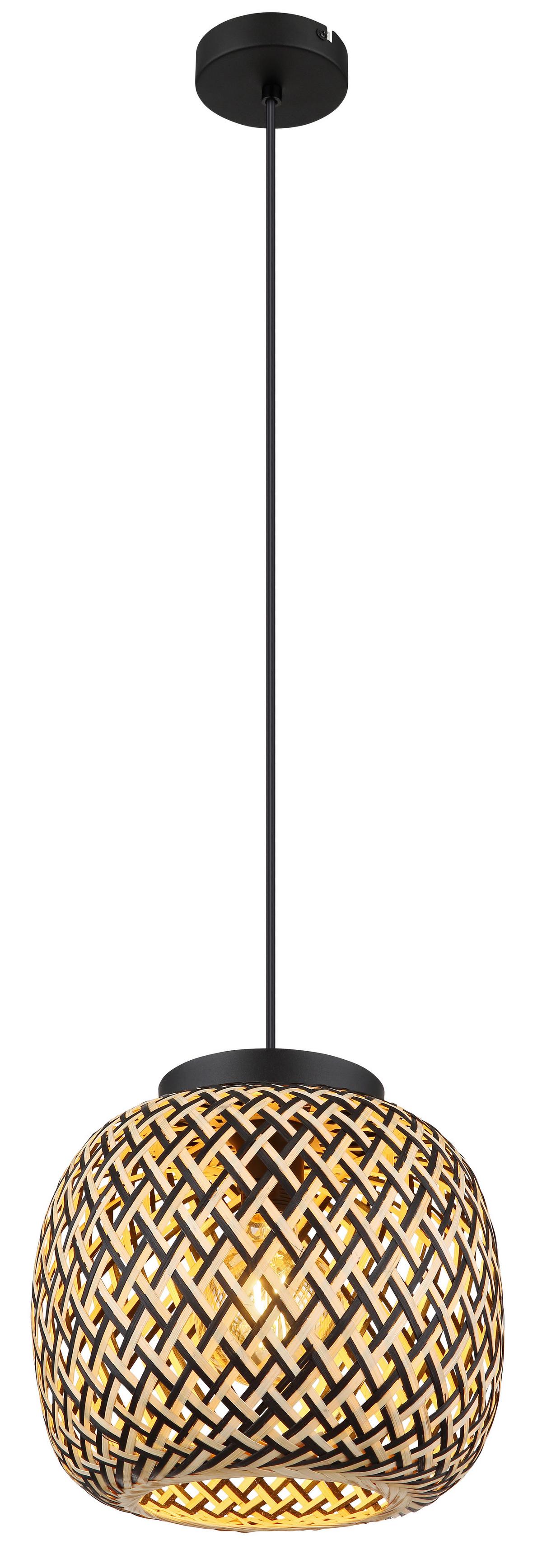 Viseča Svetilka 15766h1 Colly - črna/naravne barve, Natur, kovina/umetna masa (30/120cm) - Globo