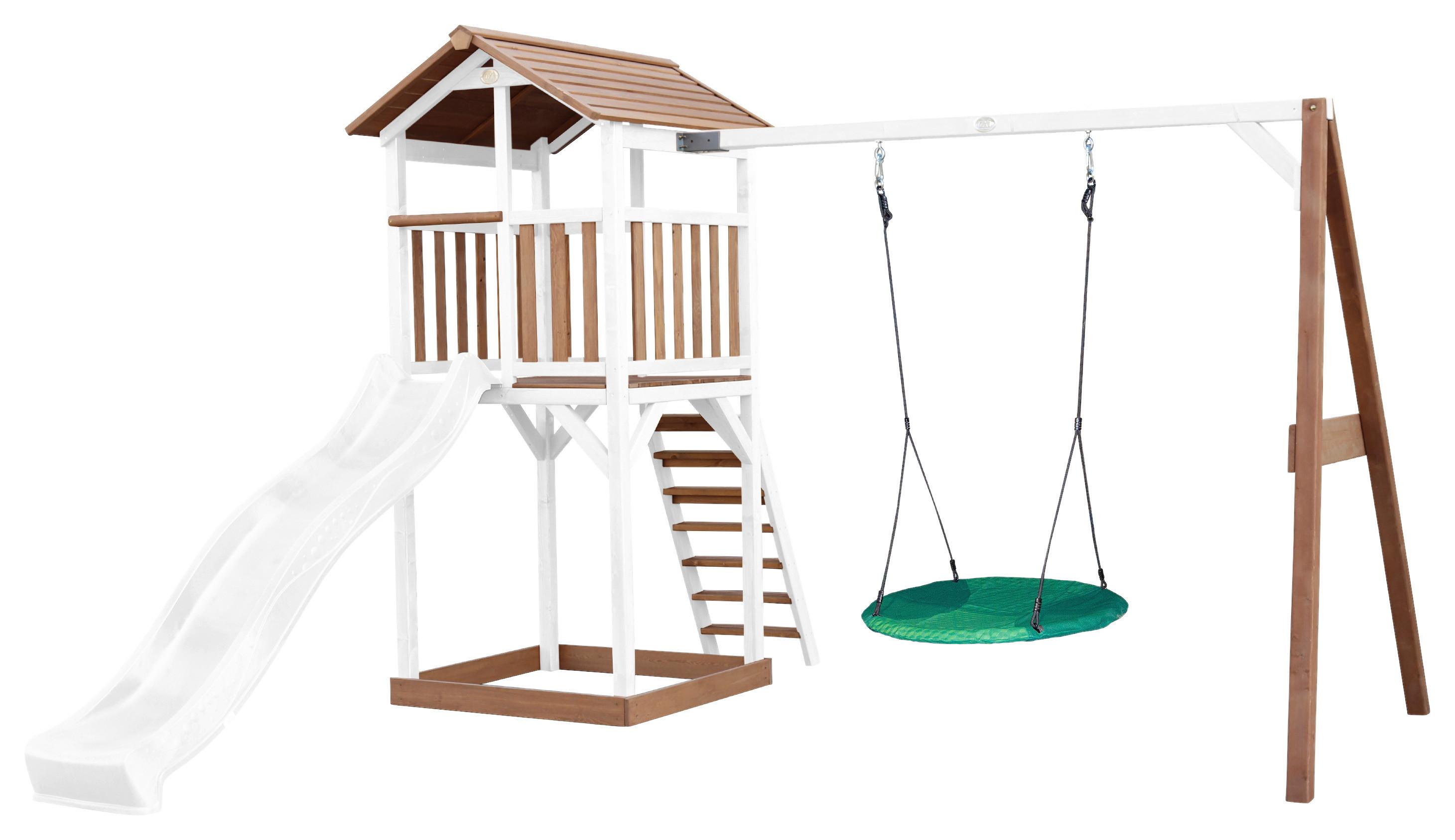 SPIELTURM A025.123.91 - Braun/Weiß, KONVENTIONELL, Holz/Kunststoff (356,6/241,9/349cm) - Ambia Garden