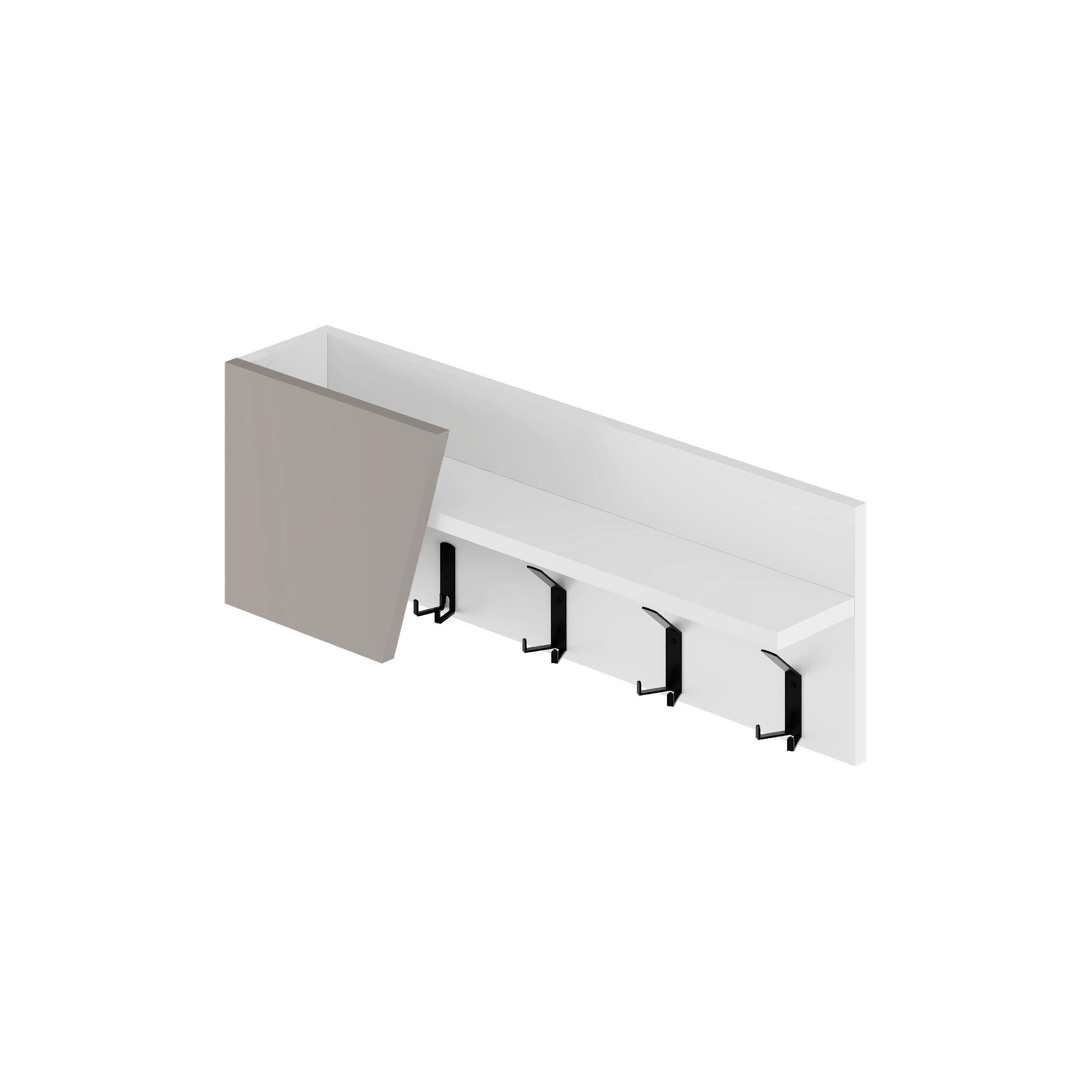 Wandgarderobe Eleva ca. 74x26 cm Weiß/Mokka - Weiß/Mokka, Design, Holzwerkstoff/Metall (74/26/15.7cm) - Livetastic