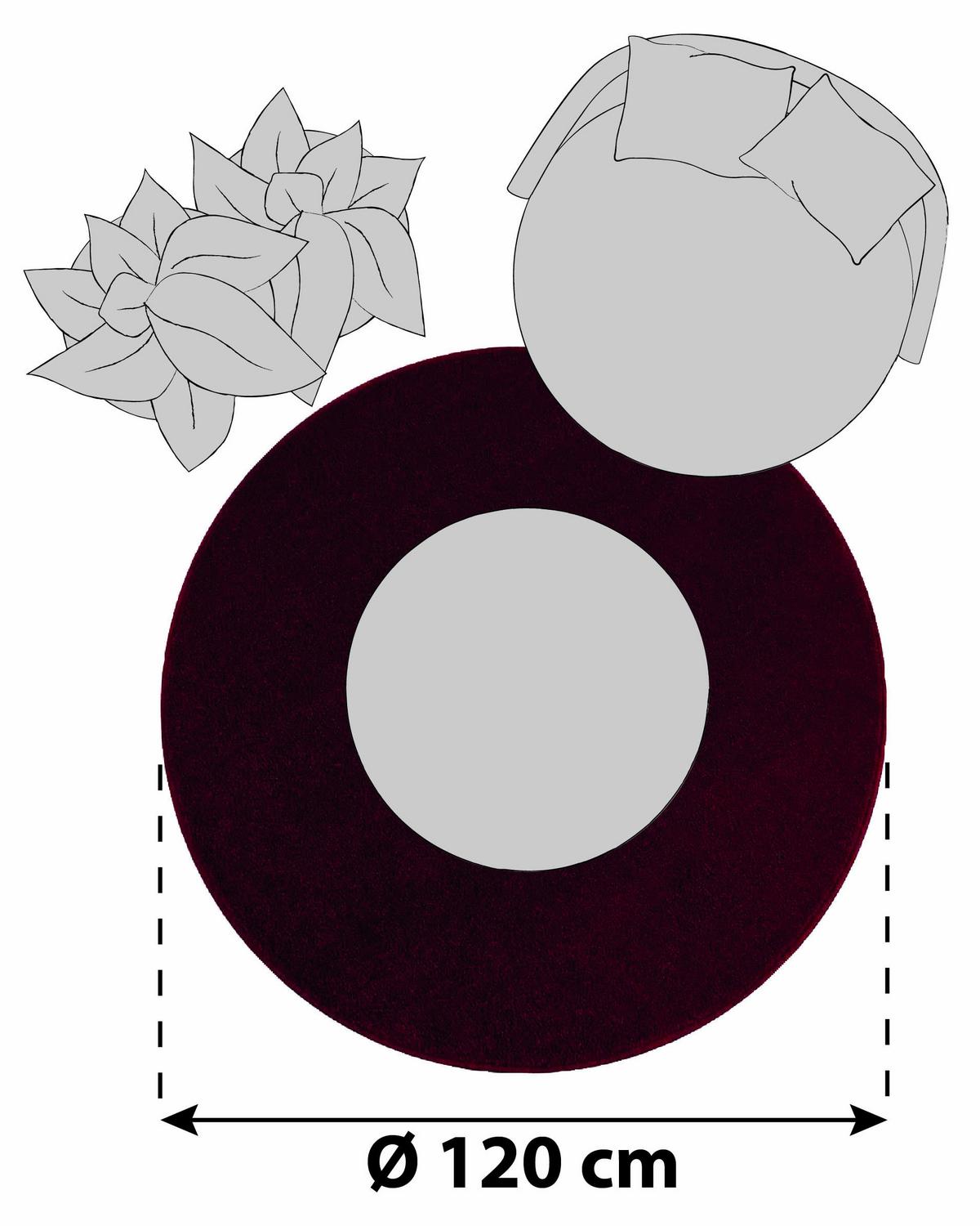 Preproga Z Visokim Florom Ata, Rdeča, Ø 120cm - rdeča, Design, tekstil (120cm) - Novel