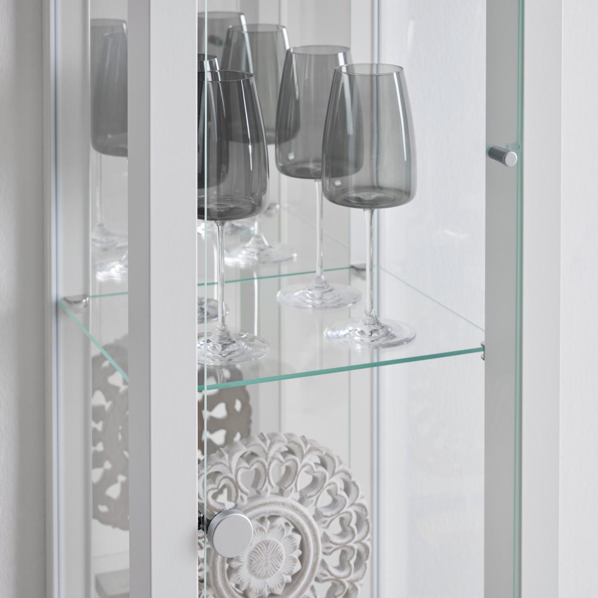 Vitrina Albi, Bela - črna/bela, Moderno, steklo/leseni material (33/189/33cm) - Mömax