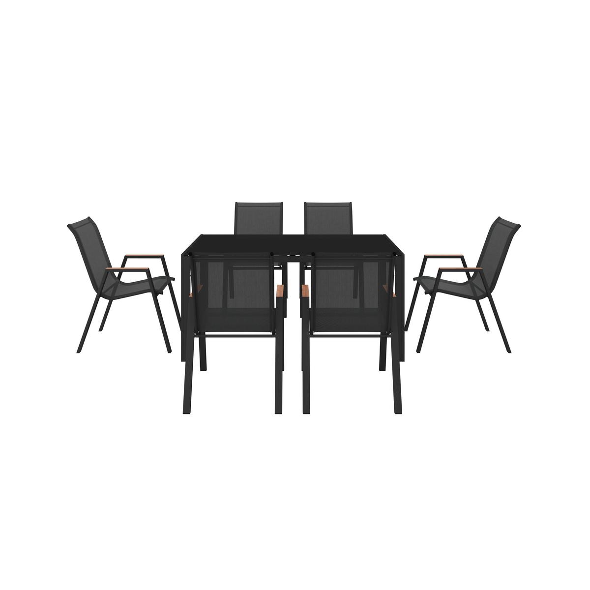 Vrtni Set Latina, Črna, 7-Delno - črna, Moderno, kovina/steklo (54,5/150/91/72/74/85cm) - Modern Living