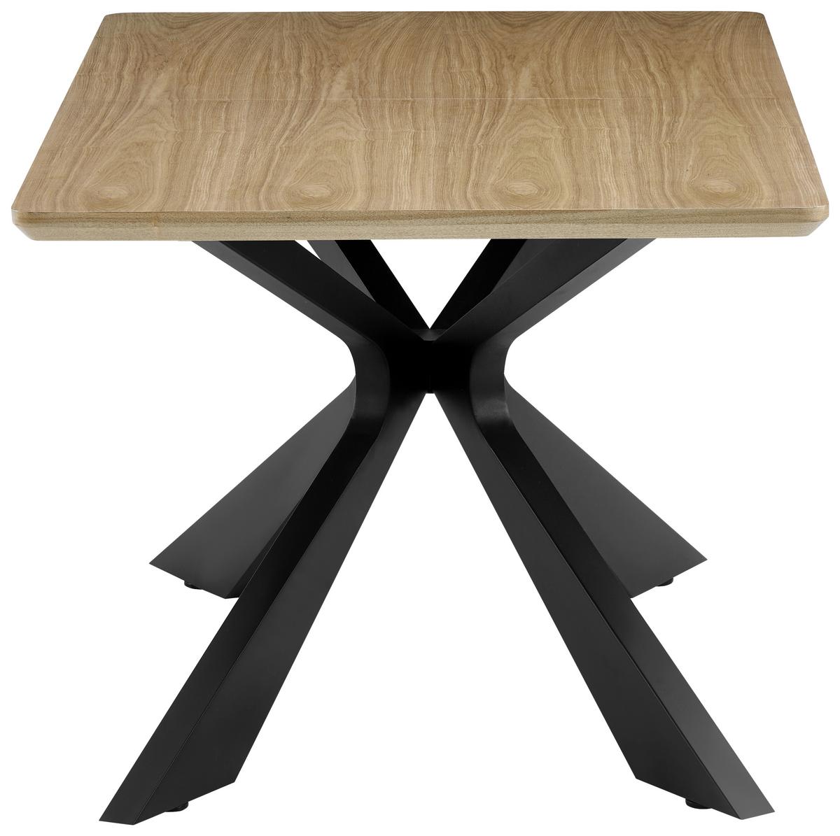 Raztegljiva Miza Lulea, Barva Hrasta, Črna, 160-210x90 - črna/barve hrasta, Moderno, kovina/leseni material (160-210/90/76cm) - P & B