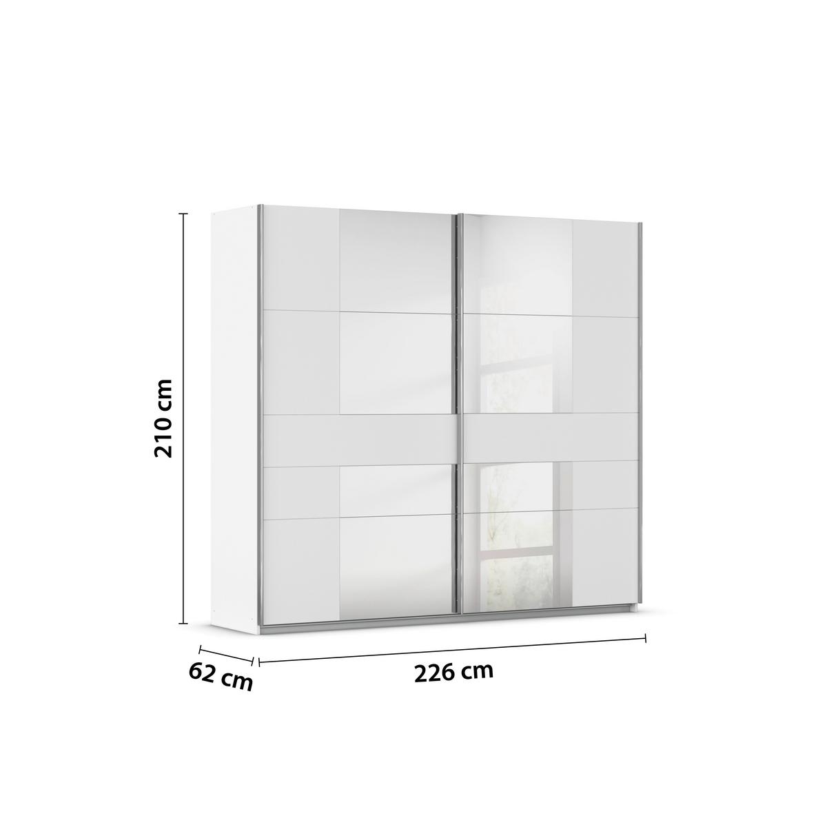 Schwebetürenschrank Caspio Grau/Weiß - Chromfarben/Weiß, KONVENTIONELL, Holzwerkstoff/Metall (226/210/57cm) - Premium Living