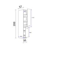 Apothekerschrank Anthrazit/Eiche - Edelstahlfarben/Eichefarben, MODERN, Holzwerkstoff/Metall (30/200/57cm) - FlexWell