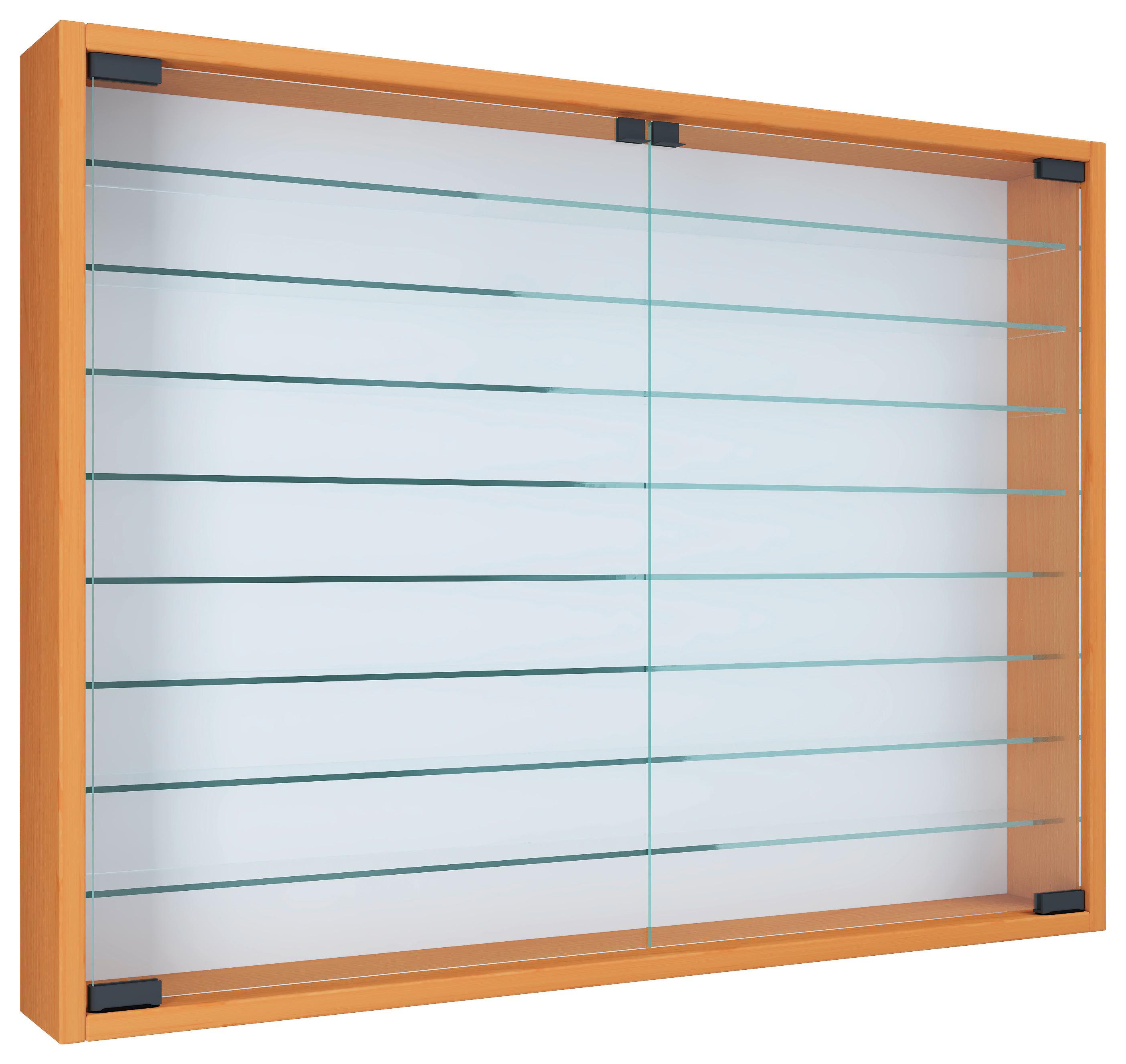 Viseča Vitrina Mandosa Xxl, Bukev - črna/barve bukve, Moderno, steklo/leseni material (80/60/10cm) - MID.YOU