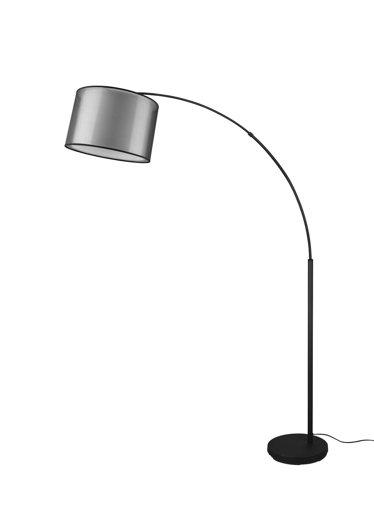 Bogenleuchte Burton Grau/Schwarz max. 10 Watt - Schwarz/Grau, Basics, Textil/Metall (35/171cm) - Trio Leuchten