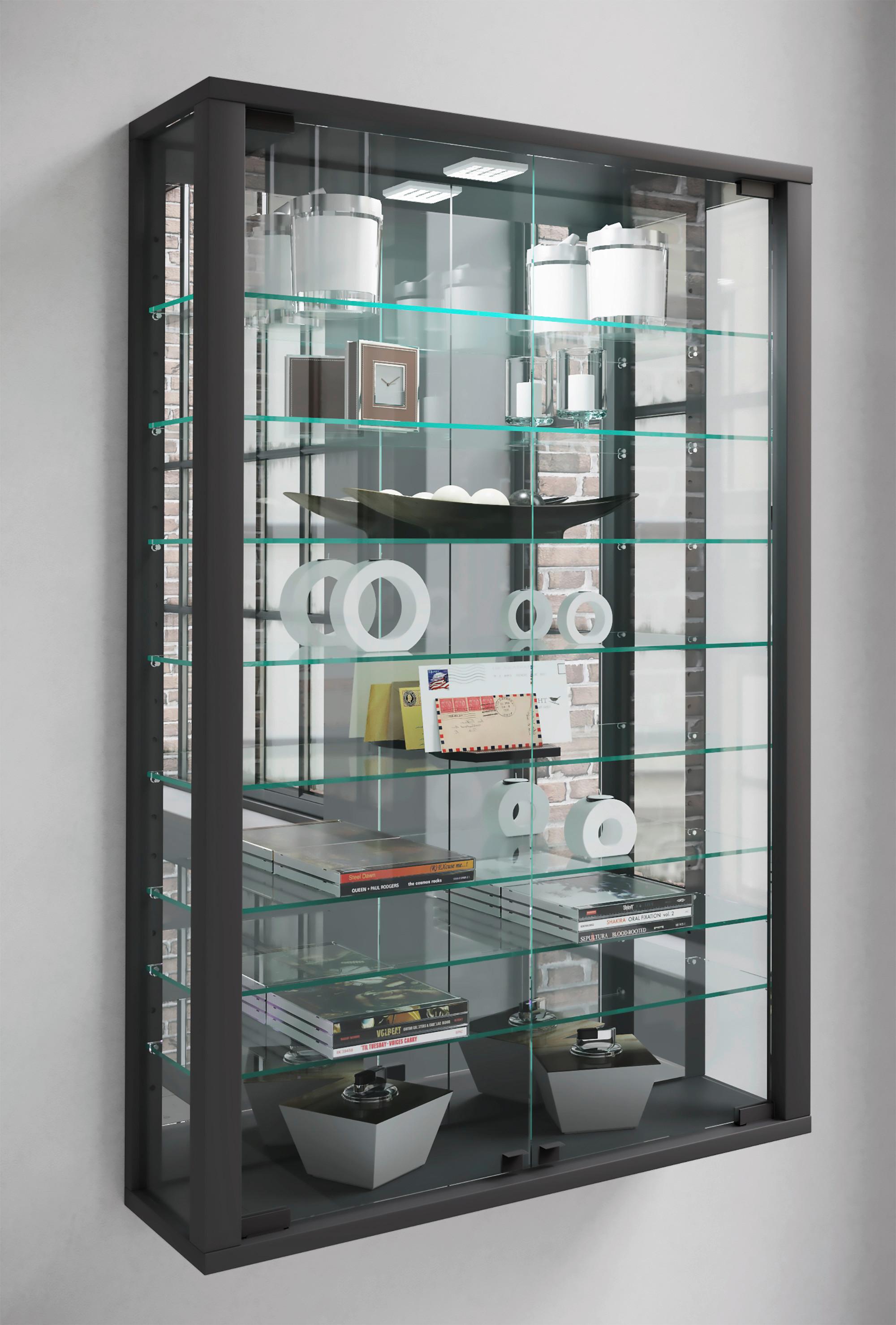 Hängevitrine Vitrosa ca. 59x91x18 cm Schwarz - Schwarz, MODERN, Glas/Holzwerkstoff (59/91,3/18cm) - MID.YOU