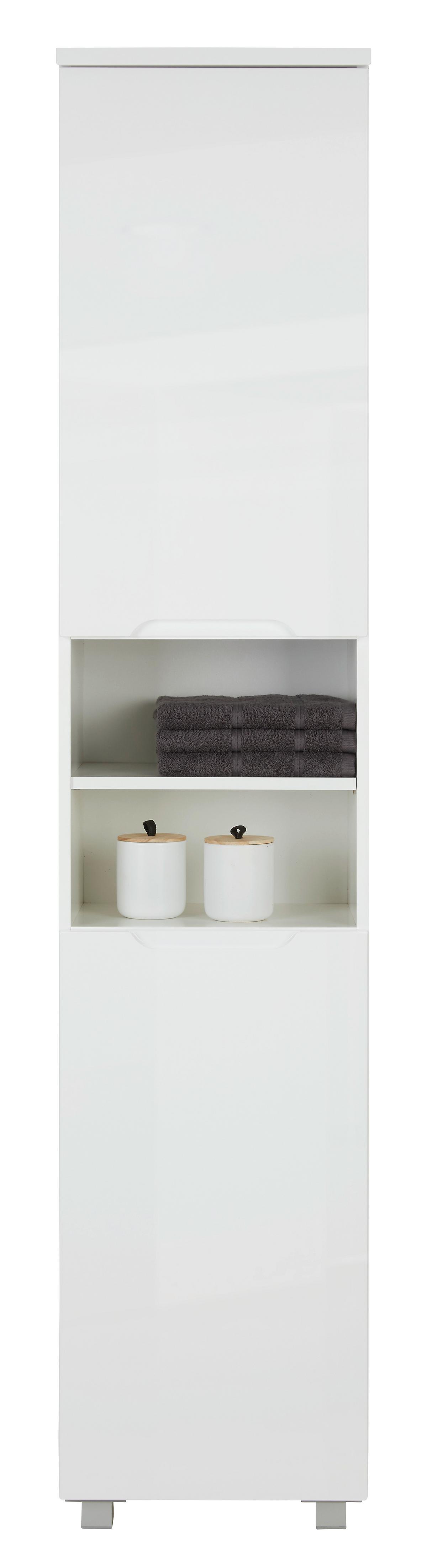 armoire haute in Weiss ca. 40x194x32cm - Weiss/Silberfarben, Modern, Holzwerkstoff/Kunststoff (40/194/32cm) - Mömax