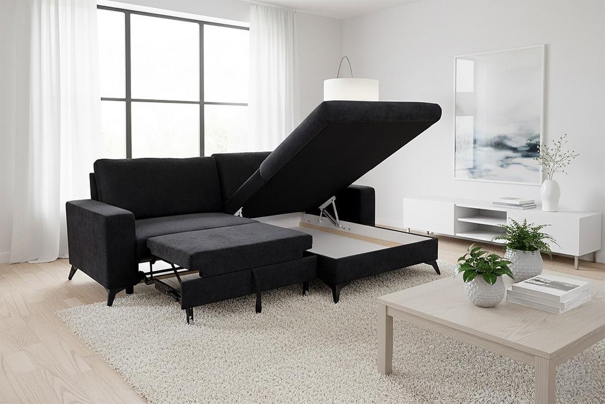 Sarokkanapé Sunny - fekete, Modern, textil (244/87/177cm) - Mömax