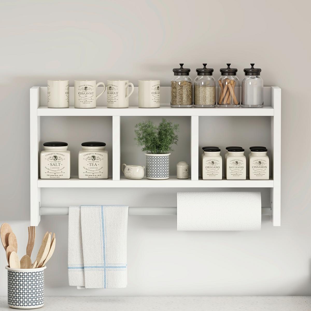 KÜCHENREGAL ASYA R001 WANDREGAL - Weiss, Design, Holzwerkstoff (64/35/15cm) - Livetastic