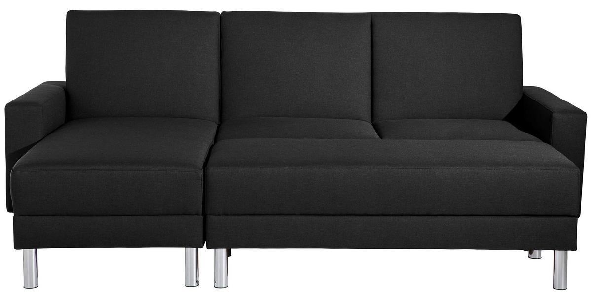 ECKSCHLAFSOFA JUST FASHION - Chromfarben/Schwarz, KONVENTIONELL, Textil/Metall (152/230cm) - Max Winzer