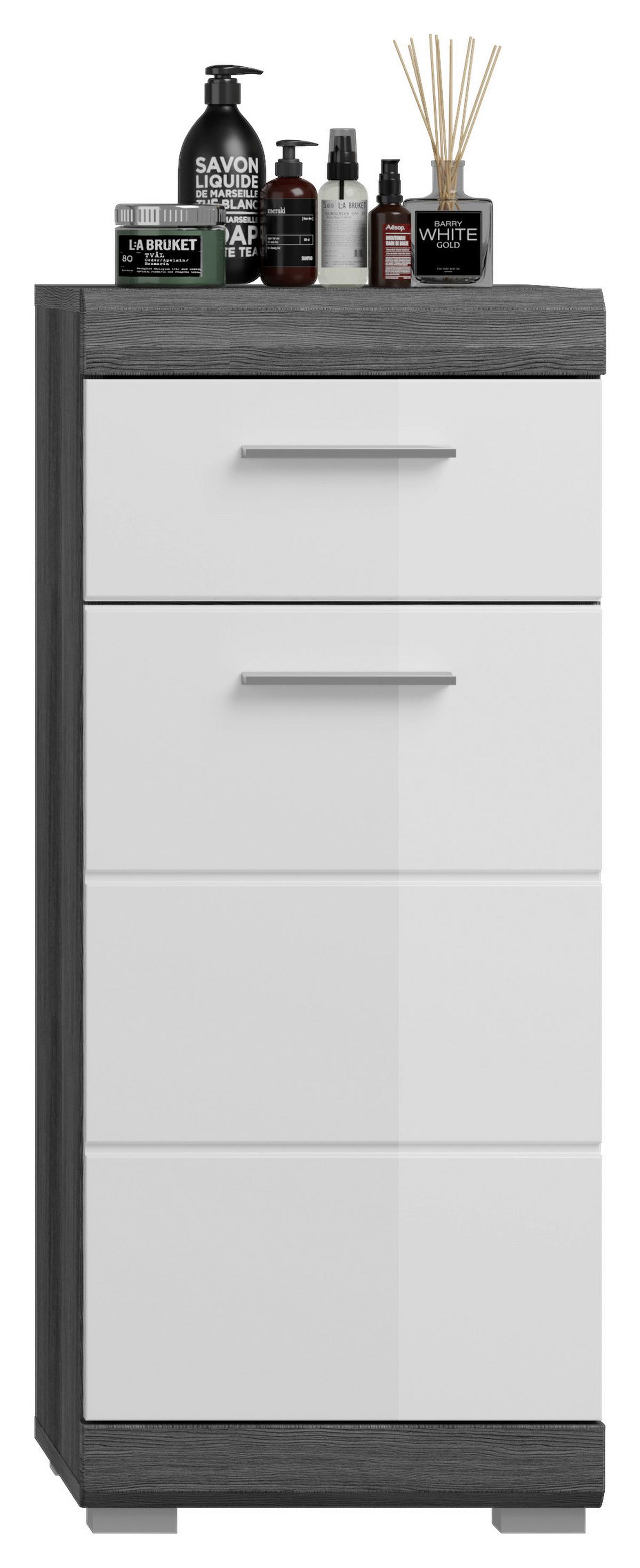 Badezimmer Scout 4-tlg. ca. 97 cm Anthrazit/Weiß - Chromfarben/Weiß Hochglanz, MODERN, Holzwerkstoff/Kunststoff (97cm) - MID.YOU