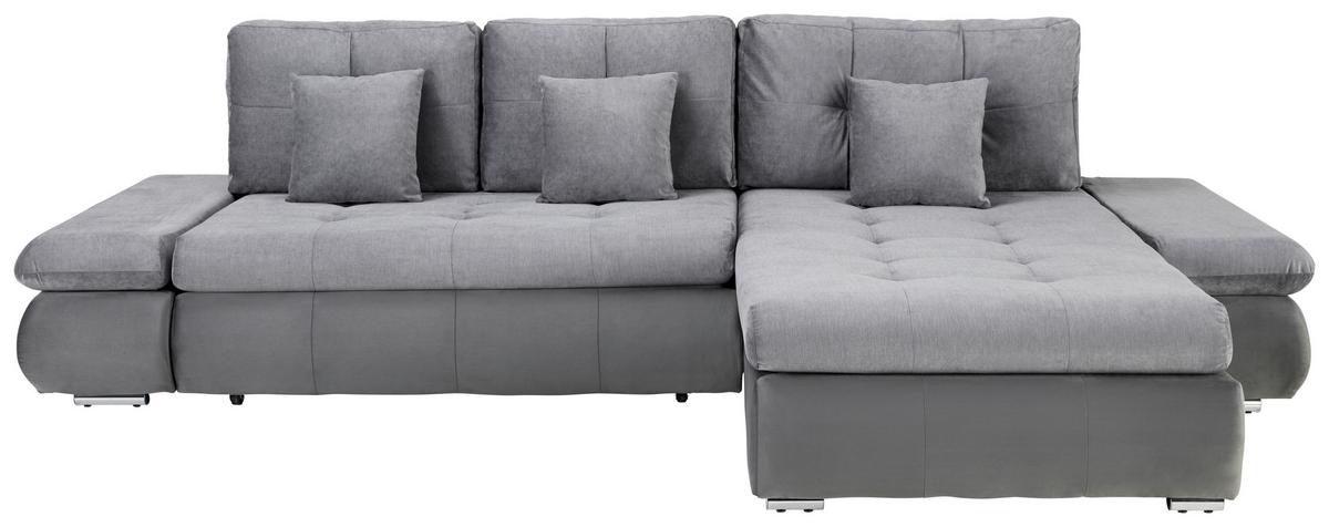 Wohnlandschaft in Anthrazit - Chromfarben/Anthrazit, KONVENTIONELL, Kunststoff/Textil (303/88/185cm) - Mömax