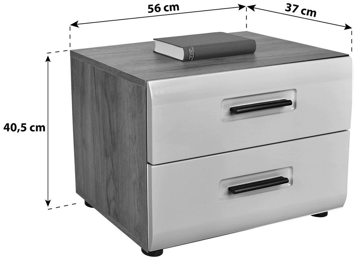 Nočna Omarica Avensis New - črna/barve hrasta, Konvencionalno, umetna masa/leseni material (56/40,5/37,1cm) - Mömax