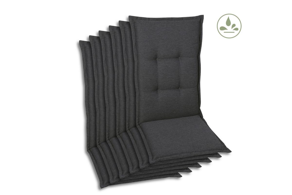 Sesselauflagenset Anthrazit, 6-teilig - Anthrazit, Basics, Textil (50/7/120cm)