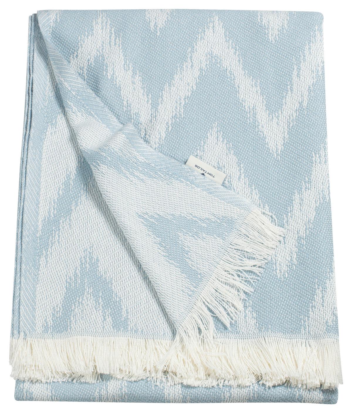 PLED T-ZIG ZAG 75311-084-140-180 - biały/jasnoniebieski, Konventionell, tkanina (140/180cm) - Tom Tailor