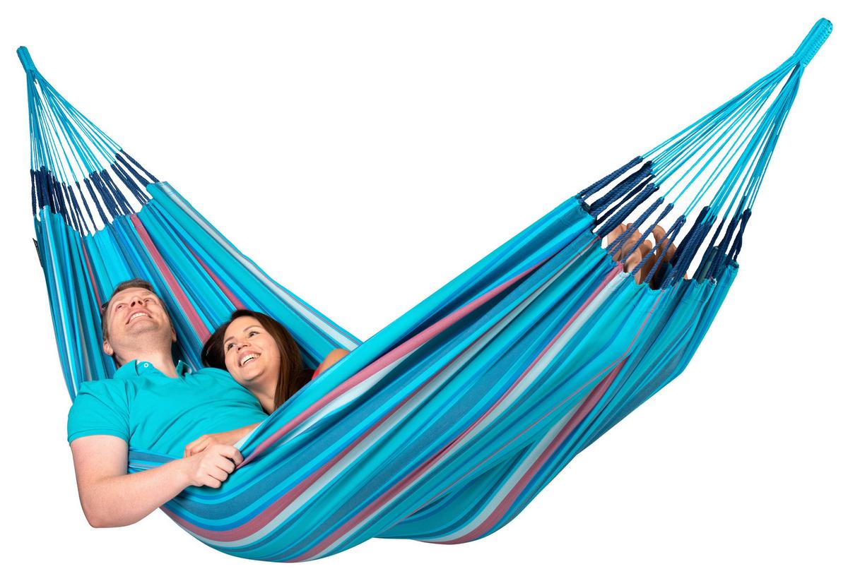 Hängematte Kingsize Hammock Outdoor Blau/Rot - Blau/Kirschrot, KONVENTIONELL, Textil (180/400cm) - La Siesta