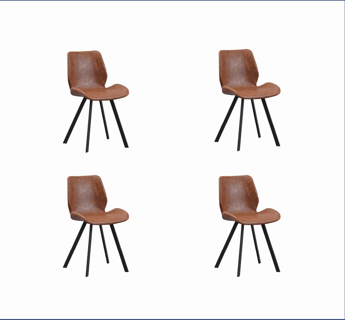 Stuhl-Set Barona 4er-Set Cognac Lederlook - Cognac/Schwarz, MODERN, Textil/Metall (44/80/55cm) - MID.YOU