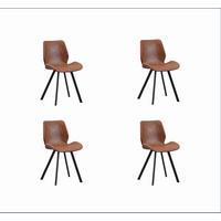 Stuhl-Set Barona 4er-Set Cognac Lederlook - Cognac/Schwarz, MODERN, Textil/Metall (44/80/55cm) - MID.YOU