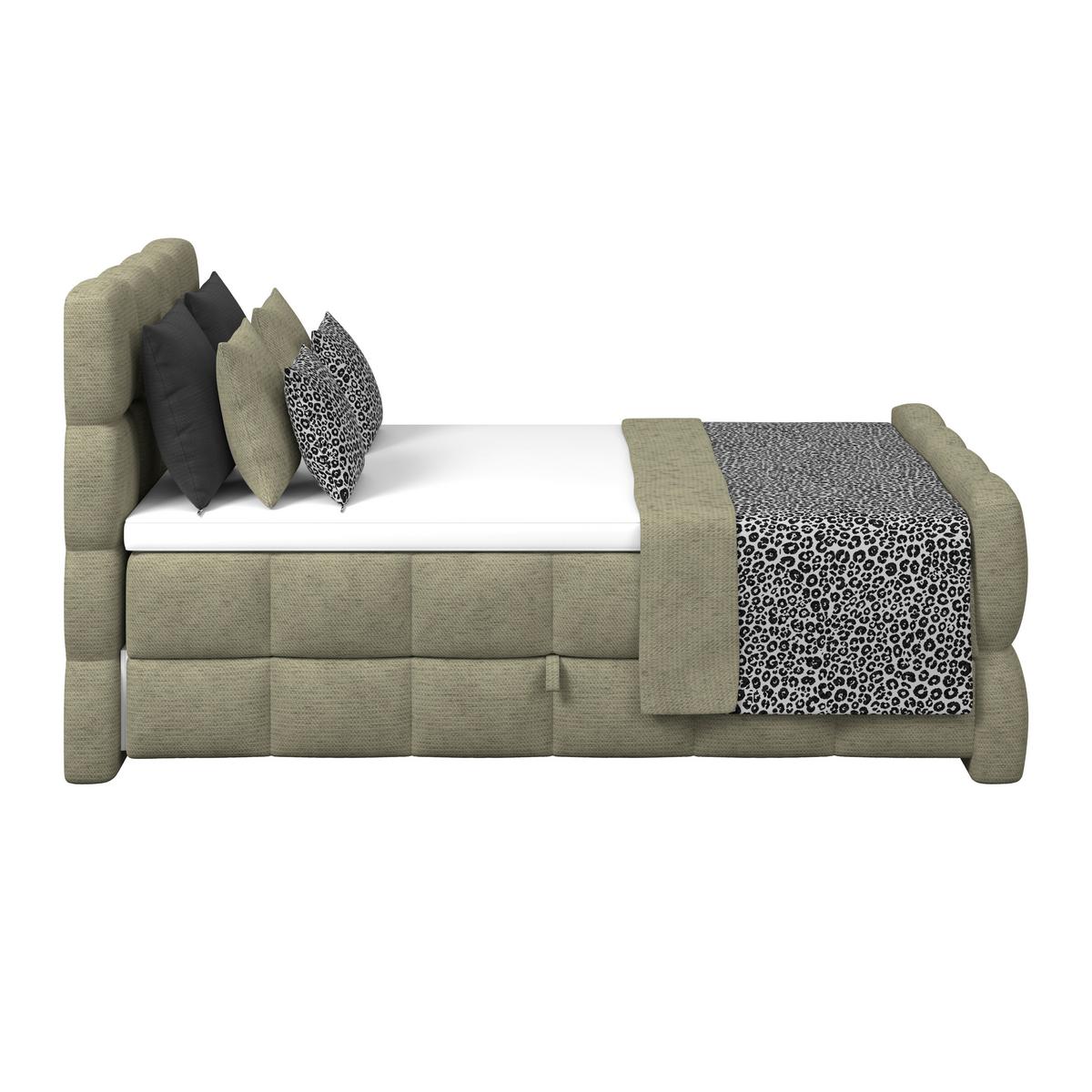 Postelja Boxspring Brisbane, Zelena, 140x220 - črna/zelena, Trend, kovina/umetna masa (140/220cm) - Premium Living