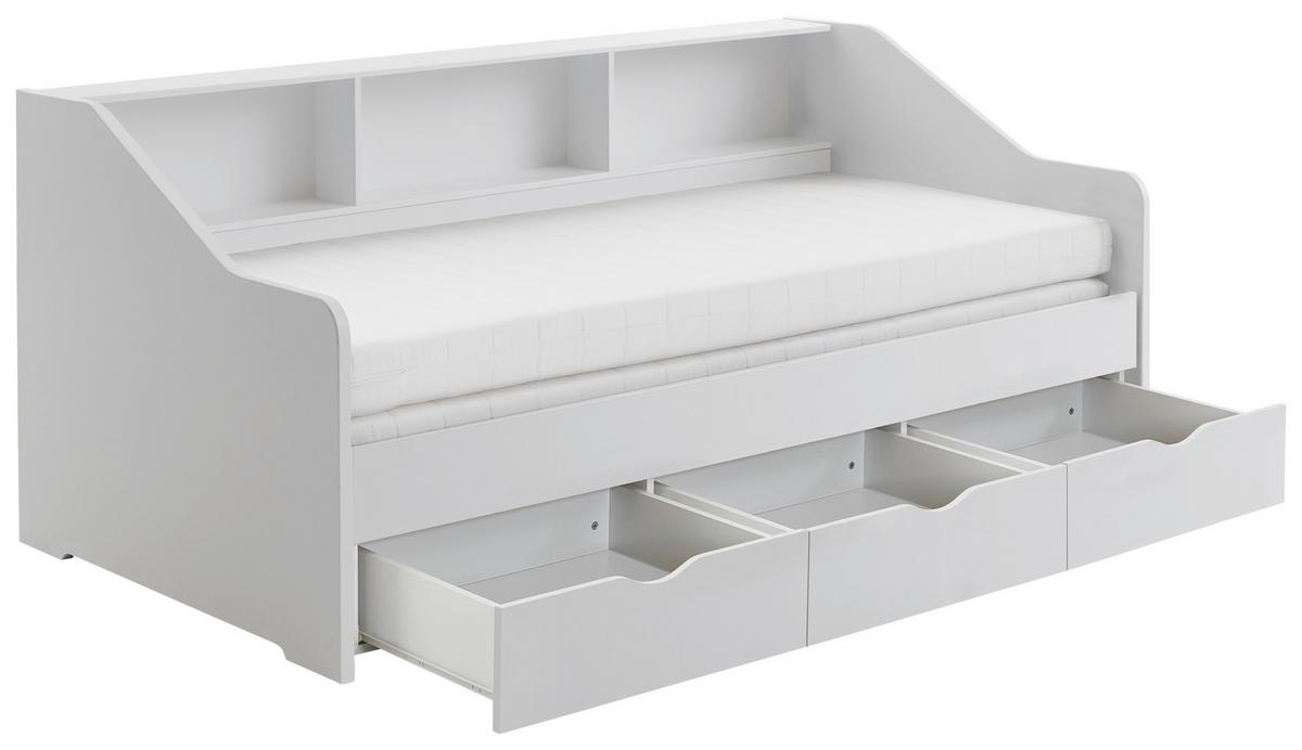 Raztegljiva Postelja Star, Bela, 90-180x200 - bela/barve bukve, Konvencionalno, leseni material/les (90-180/200cm) - Mömax