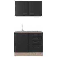 Majhna Kuhinja Capri, Črna, Hrast - črna/barve hrasta, Moderno, kovina/leseni material (100cm) - FlexWell