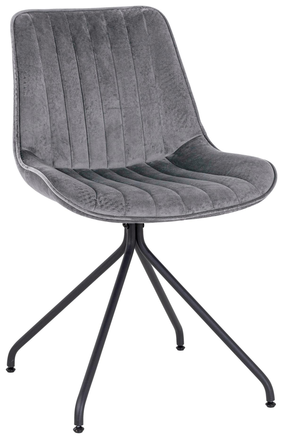 chaise aus Samt in Grau - gris/noir, Modern, métal/textile (50/83,5/51cm) - Mömax