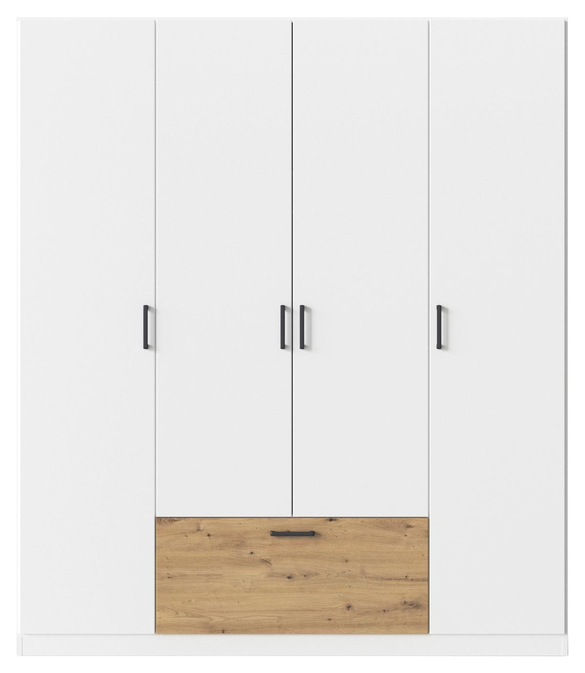Omara Za Oblačila Bari, Bela, Barva Hrasta - siva/bela, Basics, kovina/leseni material (181/210/54cm) - Boxxx