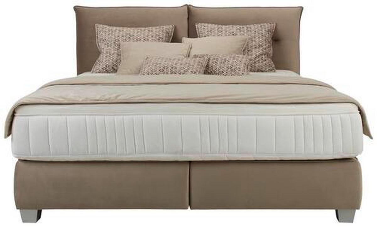 Boxspringbett Fog in Beige ca. 160x200cm - Beige/Silberfarben, LIFESTYLE, Holz/Holzwerkstoff (160/200cm) - Premium Living