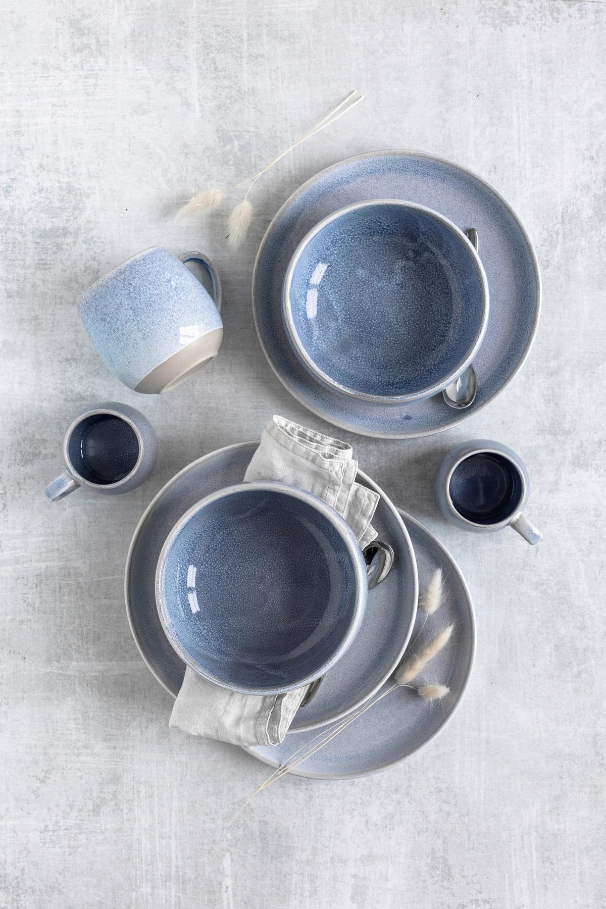 Frühstücksservice 935620 Aquata Frühstückservice - Blau/Braun, Basics, Keramik - Mäser