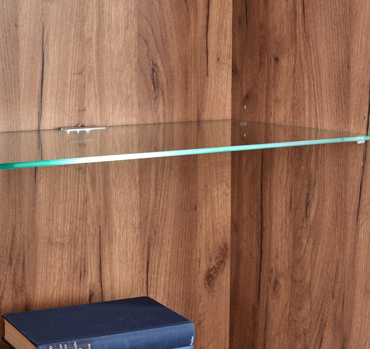 Vitrina Avensis New - črna/barve hrasta, Konvencionalno, umetna masa/steklo (60/205,7/37,1cm) - Mömax