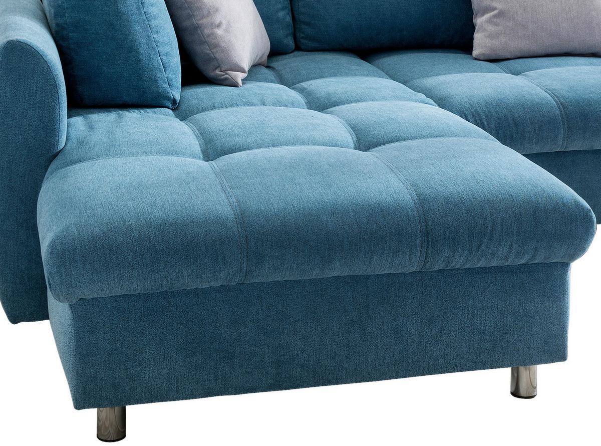 Sedežna Garnitura Agira, Modra, Ležišče - barve kroma/srebrne barve, Design, umetna masa/tekstil (190/250cm) - Modern Living