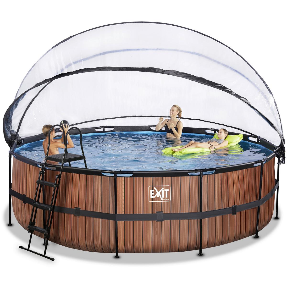 Bazen Exit Wood Pool, Črpalka S Peščenim Filtrom, Ø 488cm - rjava, Konvencionalno, kovina (488/122cm) - EXIT Toys