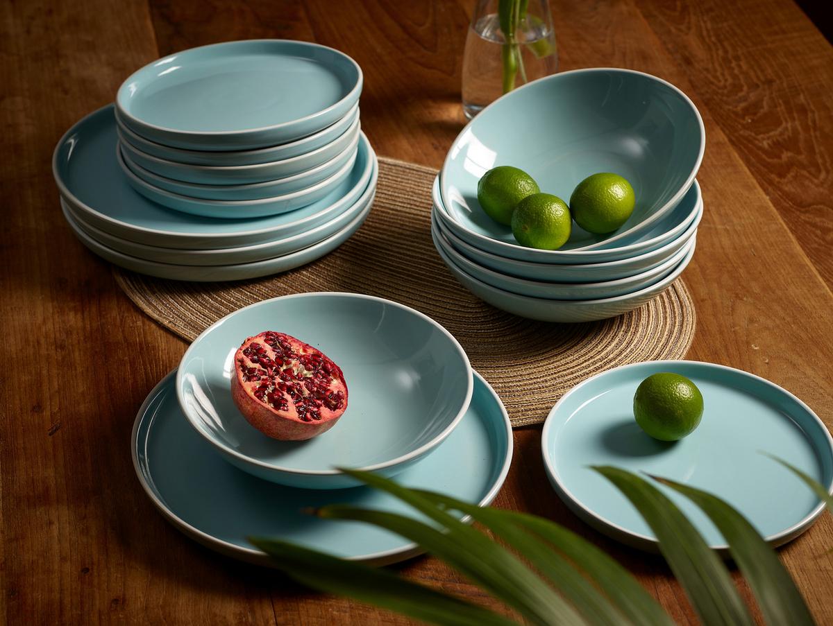 Jedilni Servis Nerea, 12-Delni - pastelno modra, Basics, keramika - Echtwerk