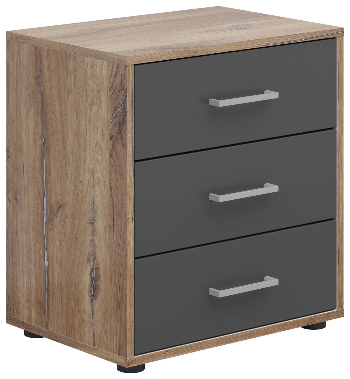 NOPTIERA SMART 3 - culoare lemn stejar/antracit, Basics, material pe bază de lemn (50/54/35cm) - Modern Living