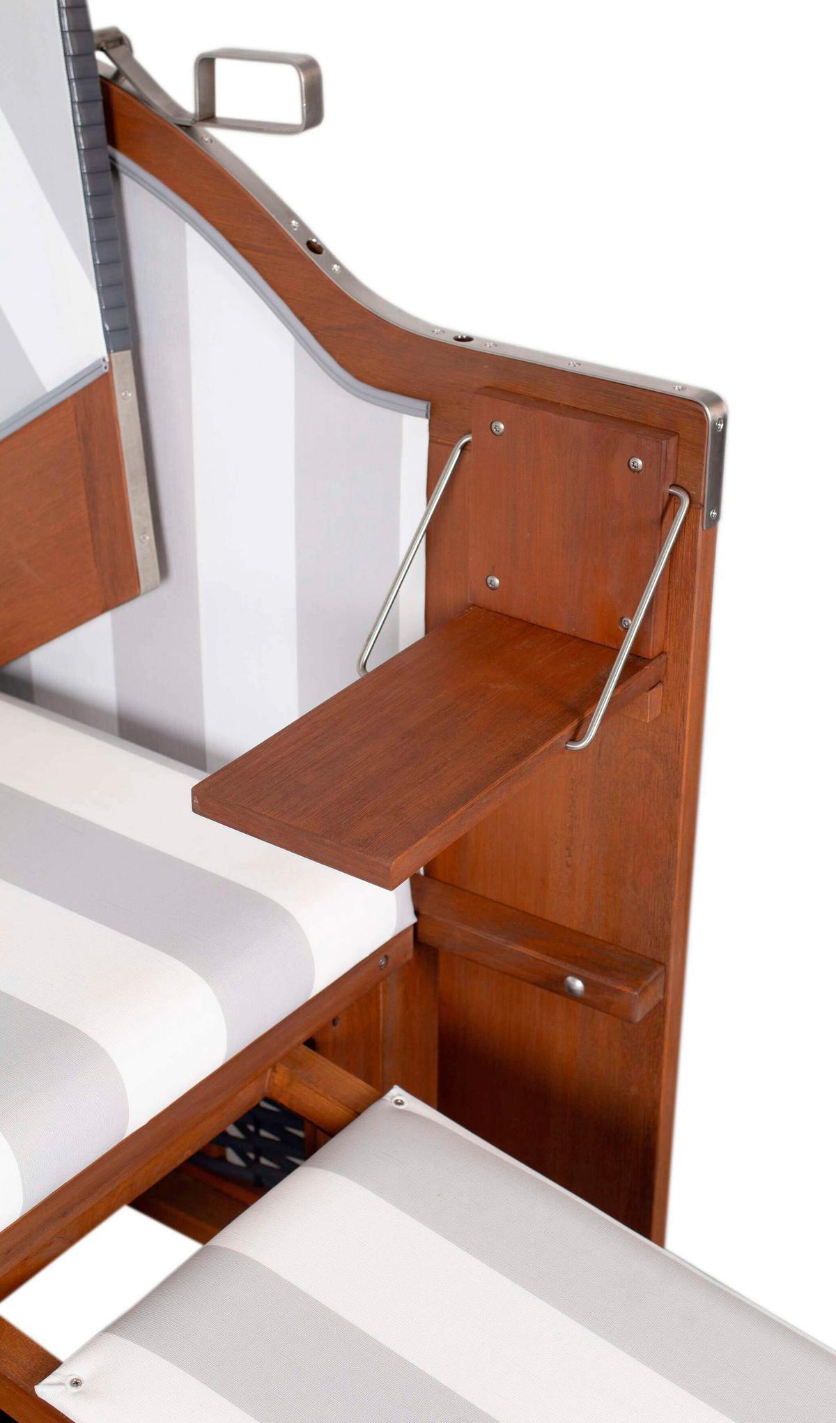 Strandkorb Profi Ostsee Poel Mahagoni/Grau/Weiß - Dunkelbraun/Weiß, KONVENTIONELL, Holz (124/159/87cm)