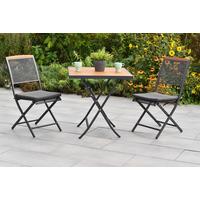 Balkonset Patmos Holz 5-tlg. - Graphitfarben/Grau, KONVENTIONELL, Holz/Textil - Gardenson