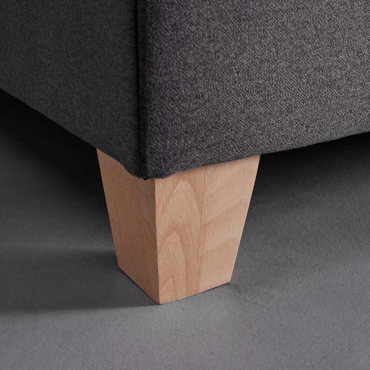 Boxbett Rina ca. 180x200 cm Grau mit Topper - Naturfarben/Grau, MODERN, Holz/Textil (180/200cm) - Bessagi Home