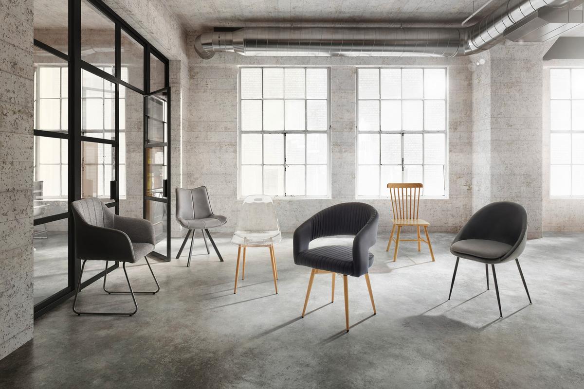KRZESŁO Z PODŁOKIETNIKAMI ILARIA - czarny/szary, Modern, metal/drewno (55/83/60cm) - Bessagi Home