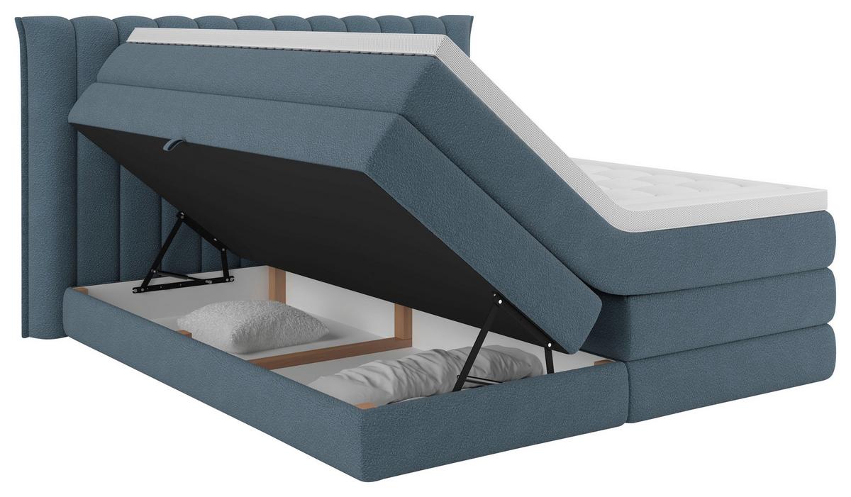 Boxspringbett Lina Blau ca. 180x200cm - Blau, KONVENTIONELL, Holz/Holzwerkstoff (180/200cm) - Premium Living