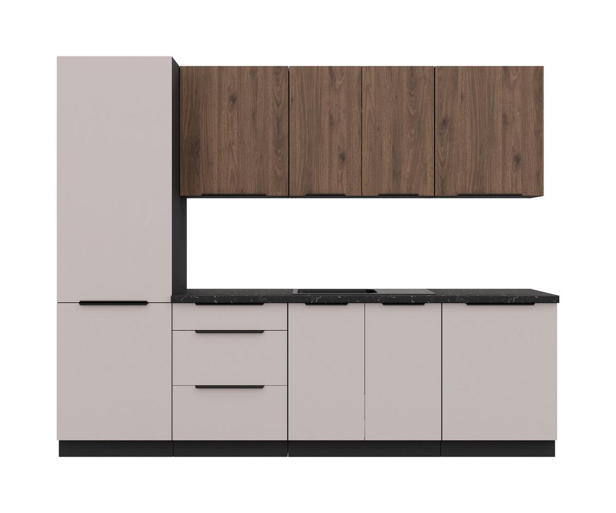 Blok Kuhinja Arona/monza - kašmir/boja orahovog drveta, Moderno, metal/pločasti materijal (260/210/60cm) - Modern Living
