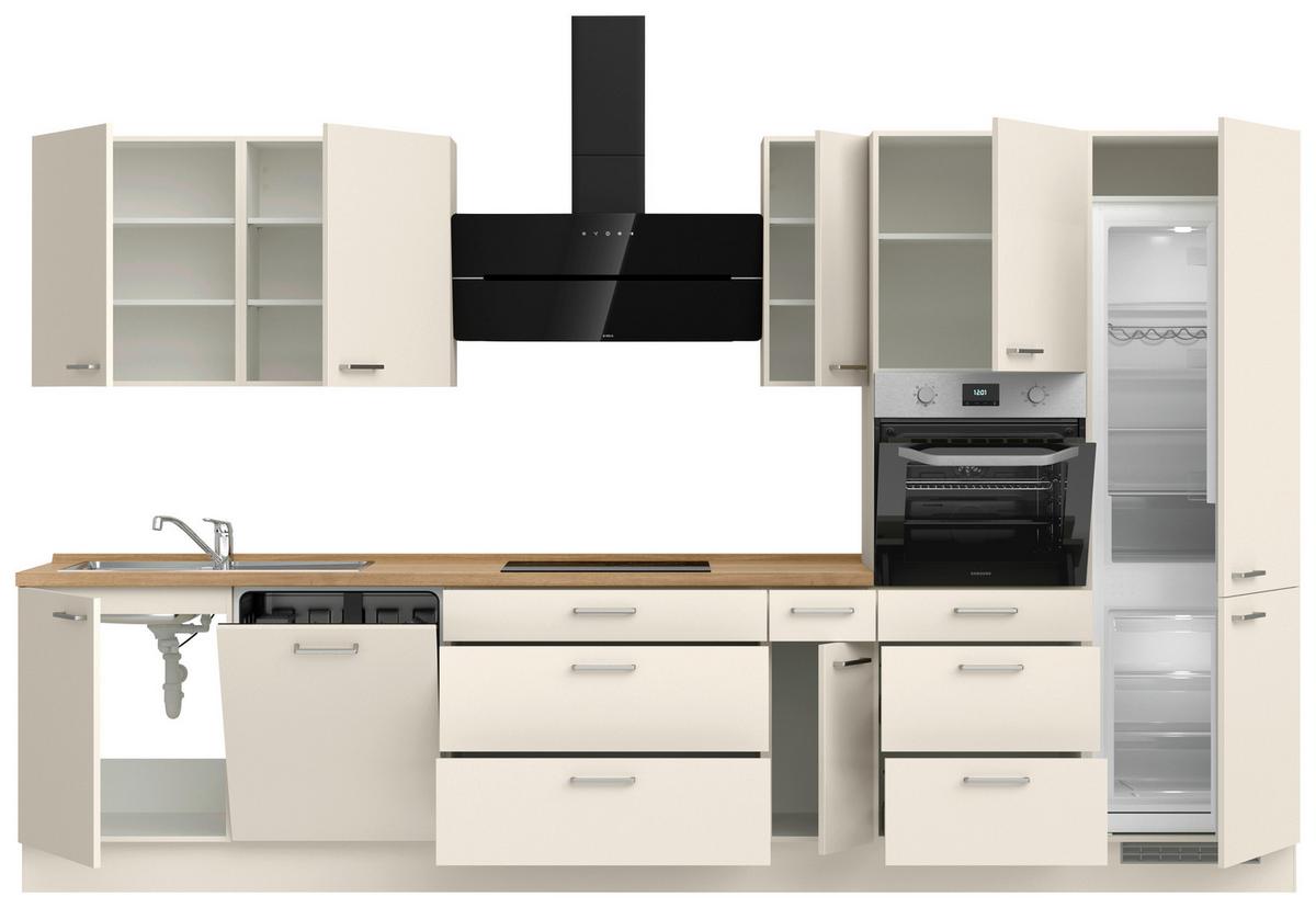 Küchenblock Touch High m. Geräten Magnolie - Edelstahlfarben/Eichefarben, MODERN, Holzwerkstoff/Metall (360cm) - Nobilia