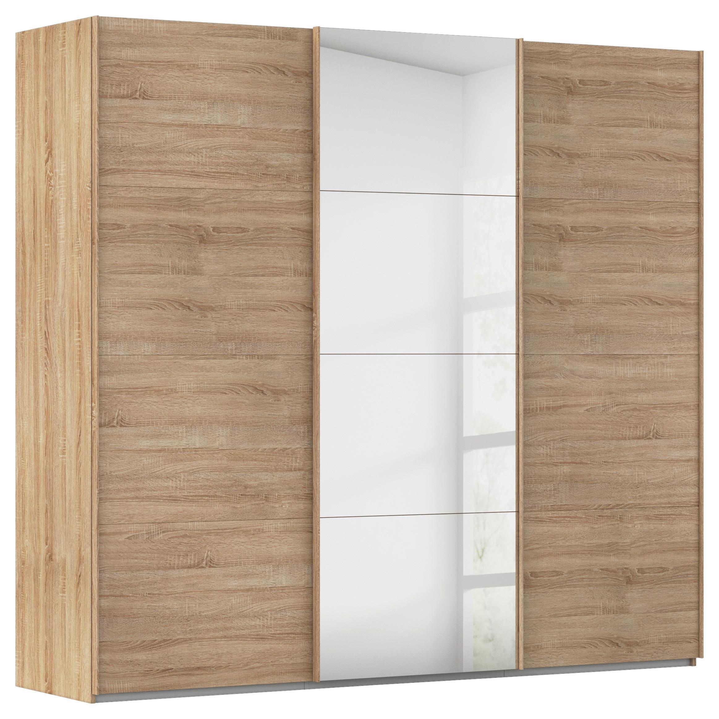 Omara Z Drsnimi Vrati Evelyn, Barva Hrasta - hrast sonoma, Design, umetna masa/steklo (242/223/68cm) - Novel