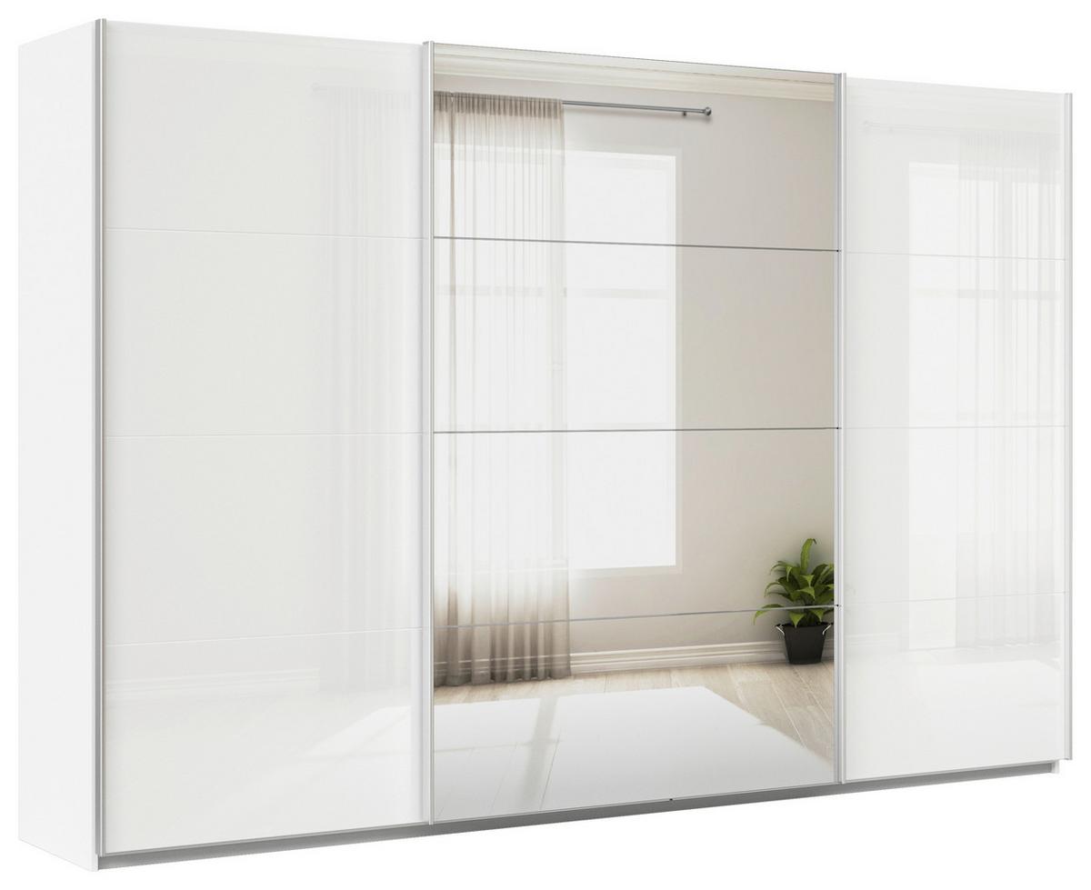 DULAP USI CULISANTE FELDKIRCH - argintiu/alb, Modern, sticlă/material pe bază de lemn (315/210/62cm)