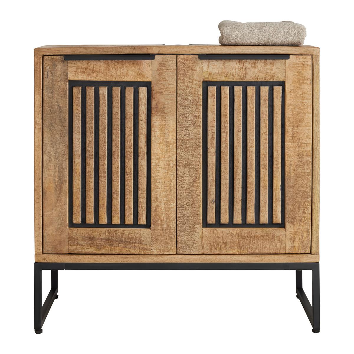 Waschbeckenunterschrank Everest Naturfarben/Schwarz - Schwarz/Naturfarben, Natur, Holz/Metall (60/60/32cm) - Mömax