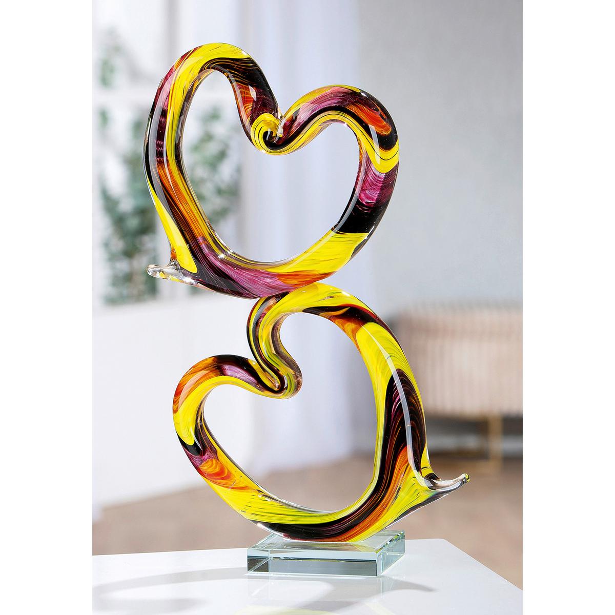Dekoherz Skulptur Rot/Gelb - Gelb/Rot, Basics, Glas (22/40/10cm)