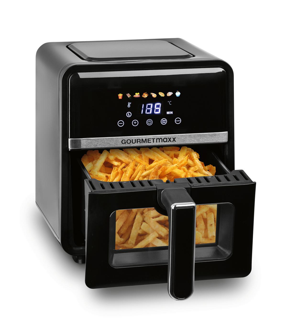 FRYTKOWNICA BEZTŁUSZCZOWA 16539 - kolor srebrny/czarny, Basics, tworzywo sztuczne/metal (36,5/25/30cm) - GOURMETMAXX